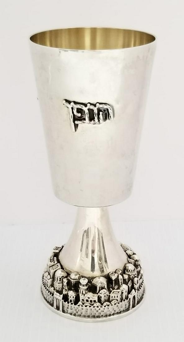 Amazing 925 Sterling Dabbah Israel Jerusalem Kiddush Cup (1 of 10)