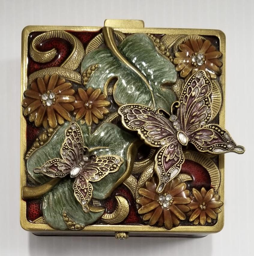 Amazing Enamel Flowers & Butterflies Trinket Box (1 of 7)
