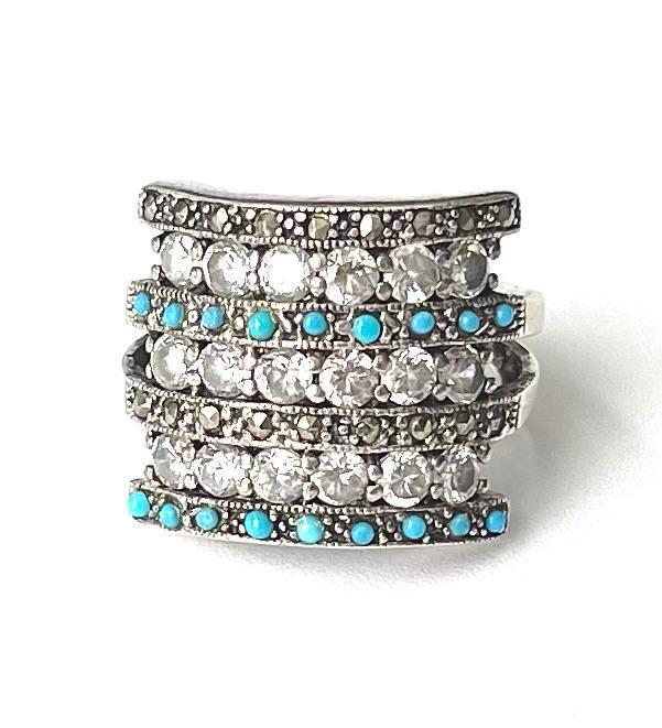 Amazing 925 Sterling Turquoise Zirconia Ring (1 of 6)