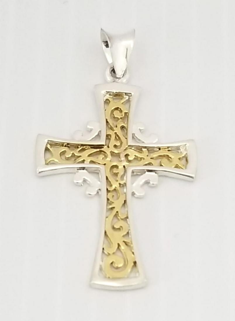 Amazing 925 Sterling Silver & Gold Tone Cross Pendant (1 of 3)