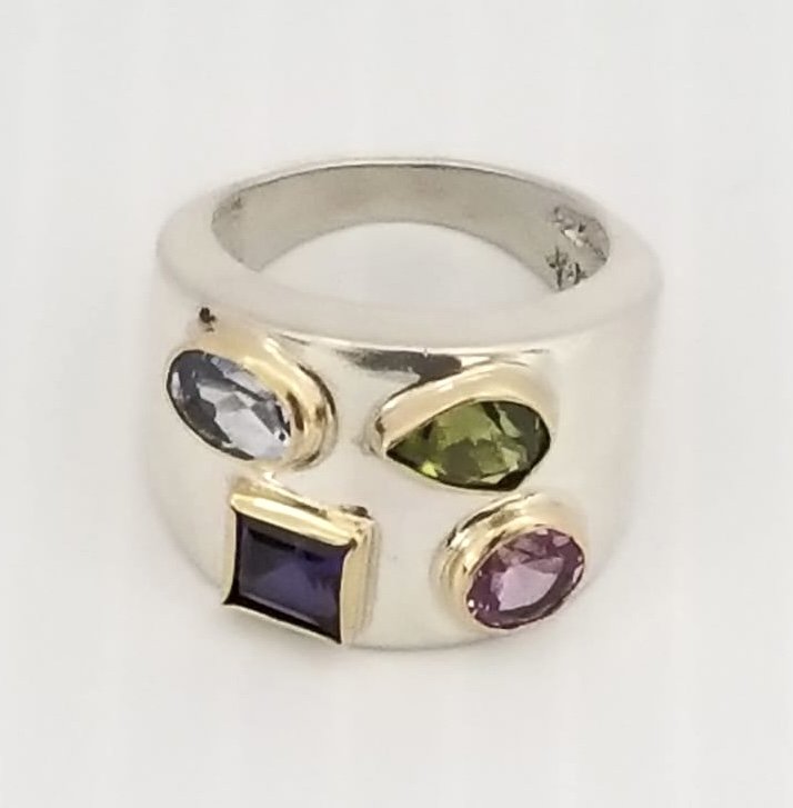Amazing 925 Sterling 14KT Gold Multistone Ring (1 of 4)