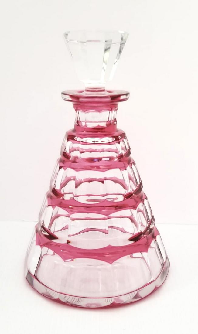 Amazing Vtg Cranberry Hand Cut Art Glass Decanter (1 of 7)