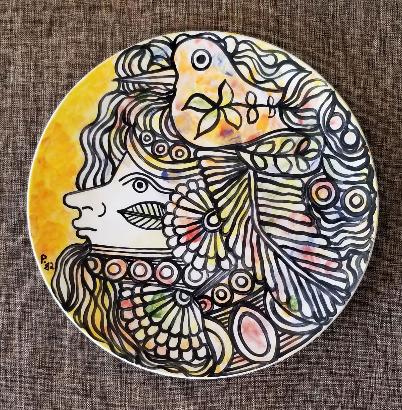 Amazing Rene Portocarrero 1982 Ceramic Plate (1 of 3)
