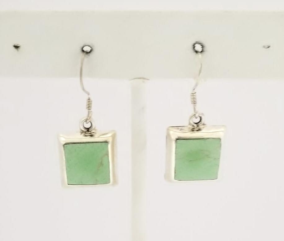 Amazing 925 Sterling Mexico Green Stone Earrings (1 of 3)