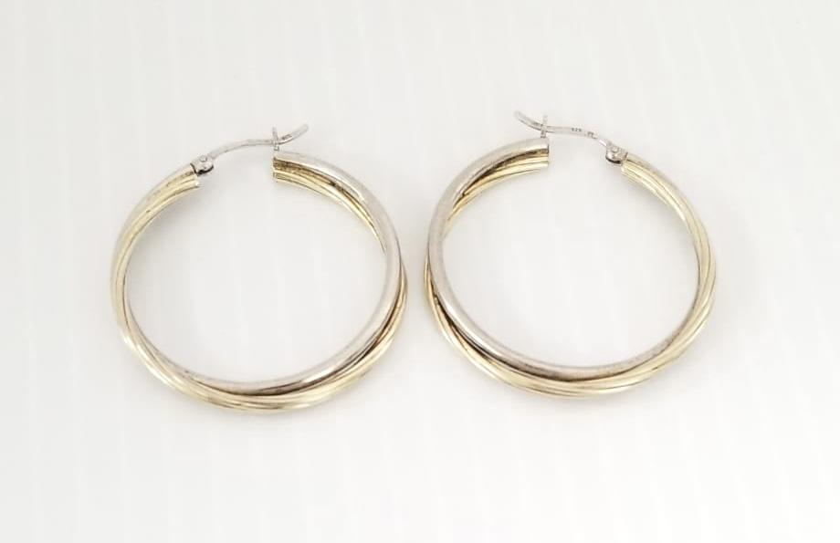 Amazing 925 Sterling Silver & Gold Tone Hoop Earrings (1 of 5)