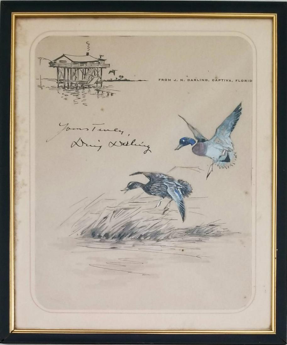 Amazing Vtg Jay N. Darling Signed Mixed Media (1 of 6)