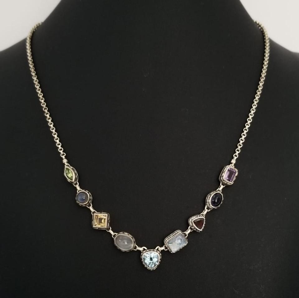 Amazing 925 Sterling Multistone Art Deco Necklace (1 of 6)