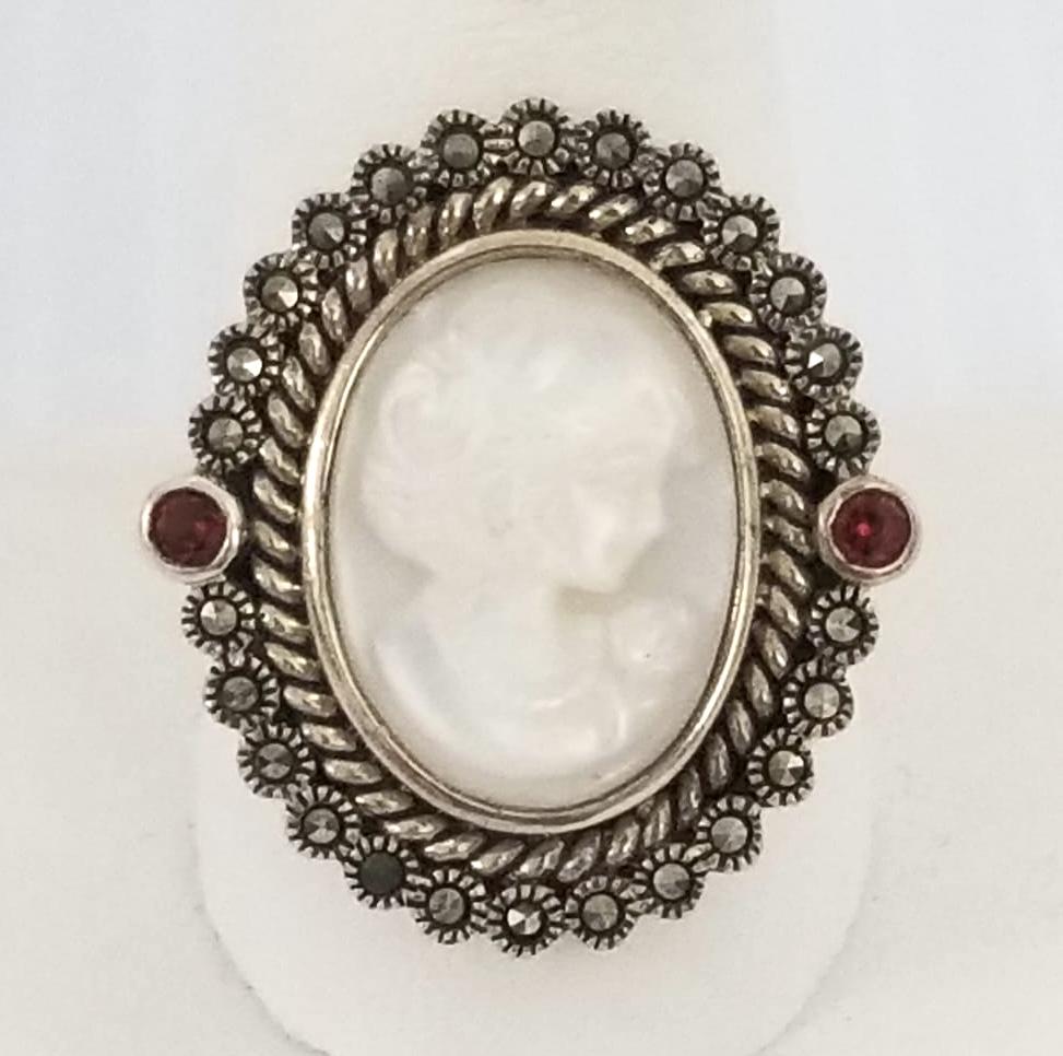 Amazing 925 Sterling Natural Stone Victorian Ring (1 of 6)