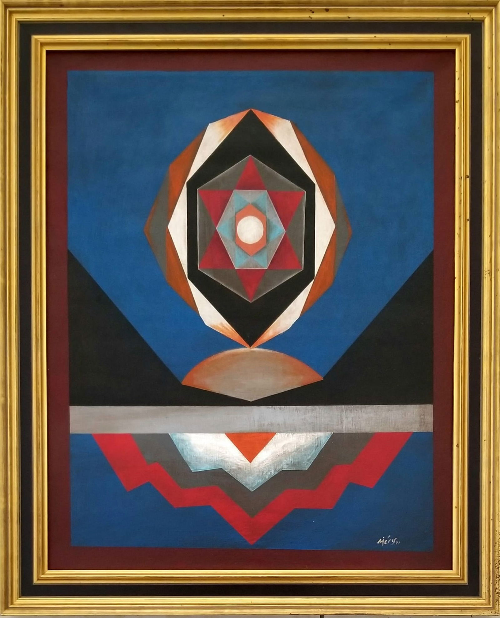 Attributed to Gulam Rasool Santosh 1977 Acrylic Canvas (1 of 2)