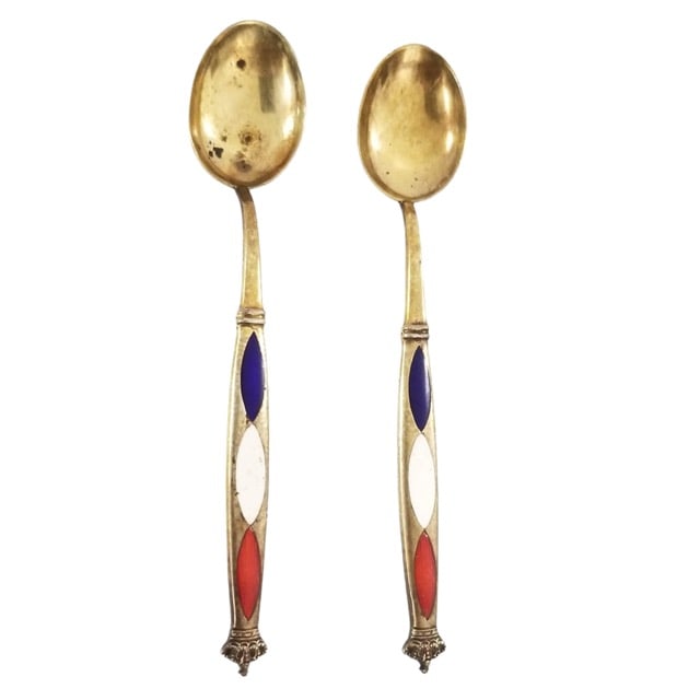 Amazing 925 Sterling Enamel 2 Spoon Set (1 of 4)