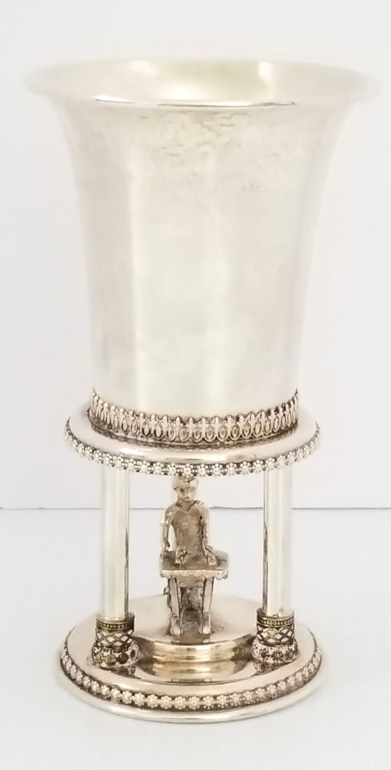 Amazing Vtg 925 Israel Kiddush Cup Jewish Art (1 of 5)