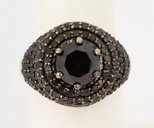 Amazing ZEI 925 Gold Tone Black Diamond Ring (1 of 5)