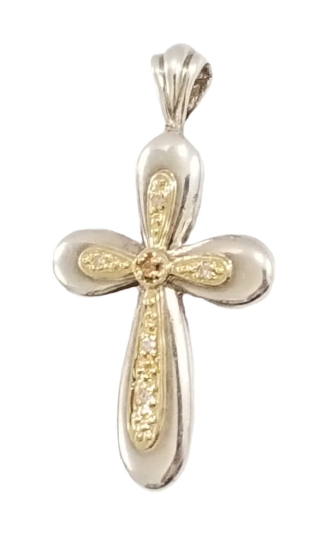 Amazing HI 925 Sterling 14KT Gold Diamond Cross Pendant (1 of 4)