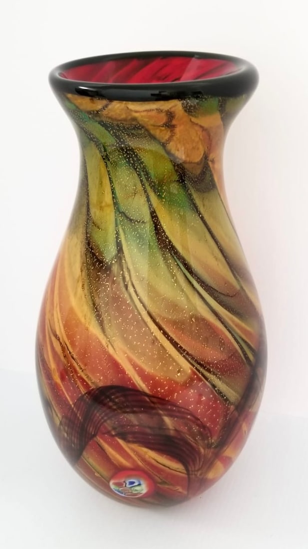 Amazing Multicolor Flowers Gold Inside Murano Vase (1 of 6)