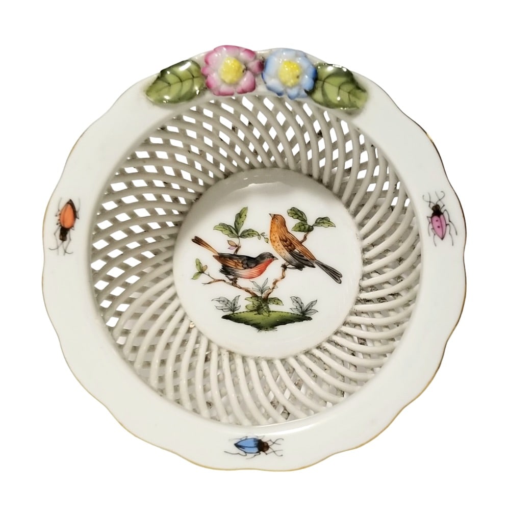 Amazing Herend Hungary Hand Painted Basket (1 of 5)