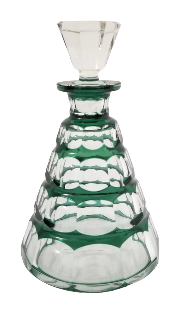 Amazing Vtg Green Emerald Hand Cut Decanter (1 of 6)