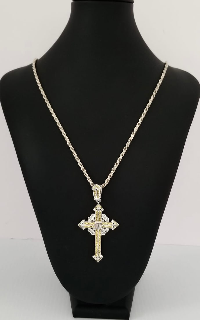Amazing Italy 925 Sterling Large Cross Necklace (1 of 7)