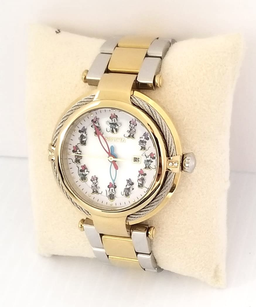 Amazing Invicta Limited Edition Disney Watch: Beautiful Invicta limited edition women Disney watch, stainles steel, silver and gold tone, 38 mm x 45 mm, brand 25/8 inches, works Quartz, 0009 - 4000, 200 M water resistant, new in box.