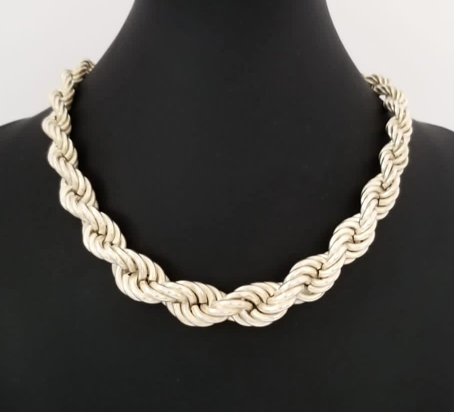 Amazing 925 Sterling Vtg Rope Chain Necklace (1 of 6)