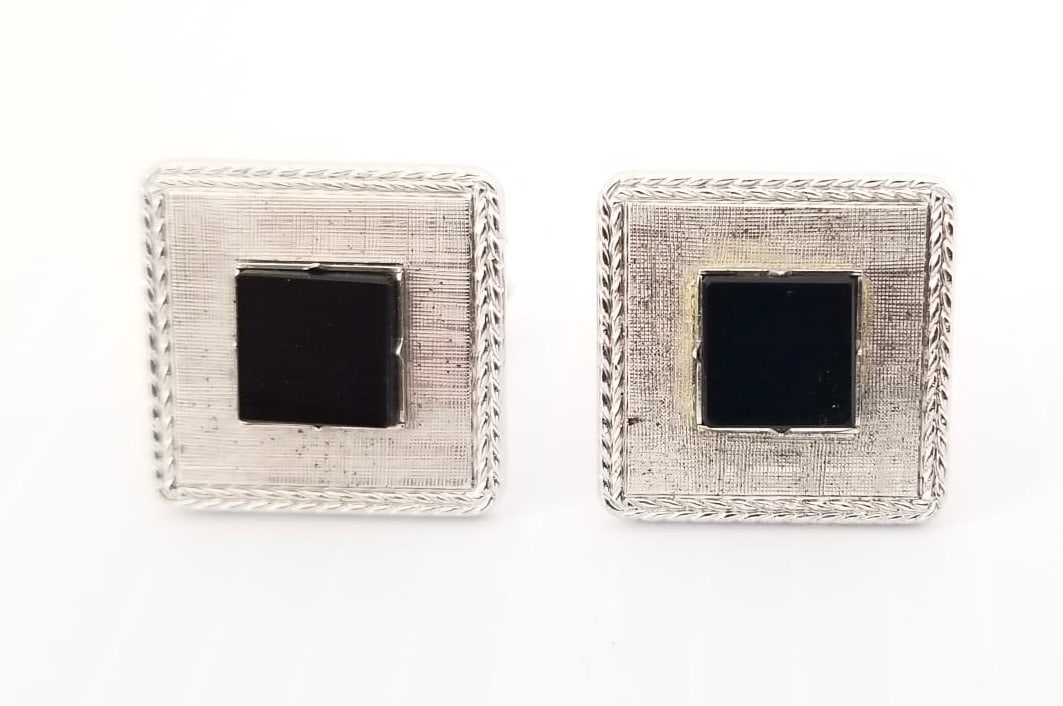 Amazing Sterling Silver Black Onyx Cufflinks (1 of 6)