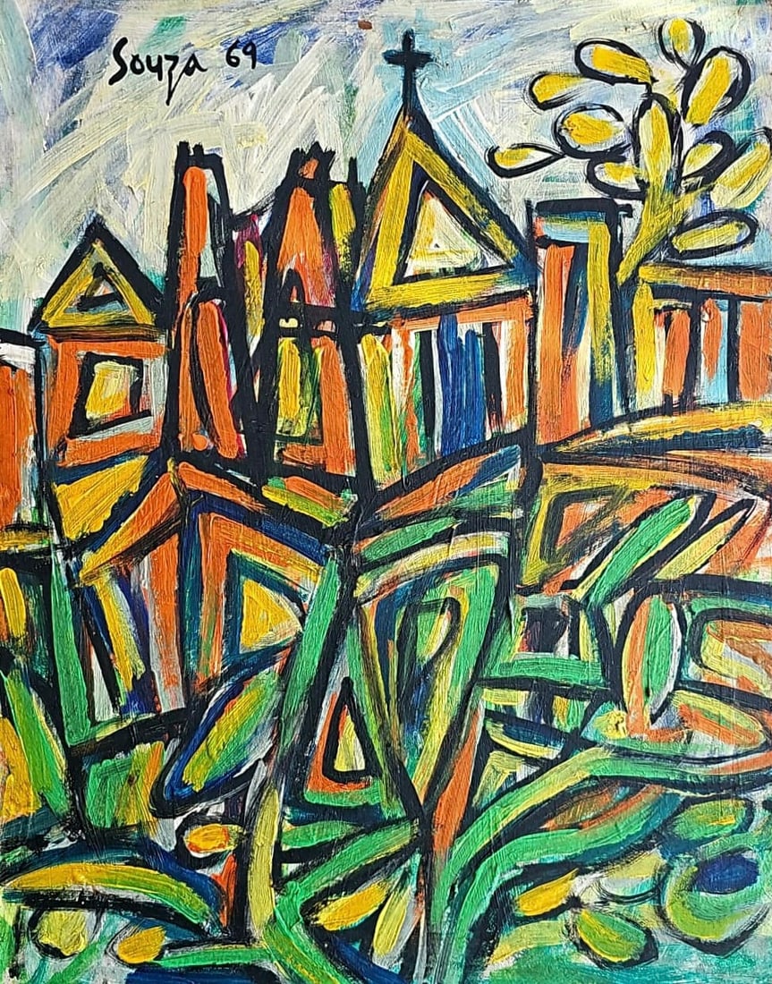 Amazing Francis Newton (FN) Souza 1969 Acrylic On Board (1 of 3)