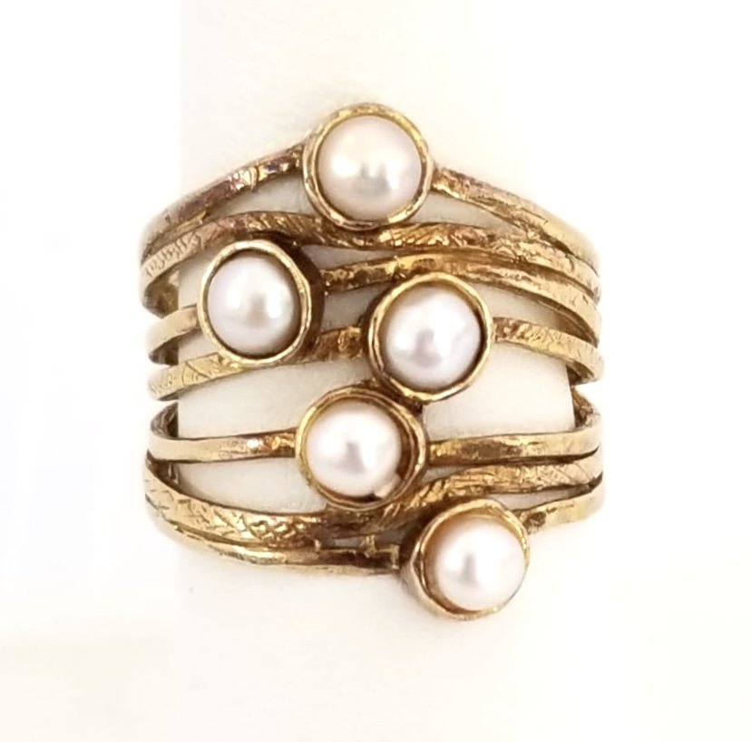 Amazing Mexico 925 Sterling Gold Tone Israel Ring (1 of 3)