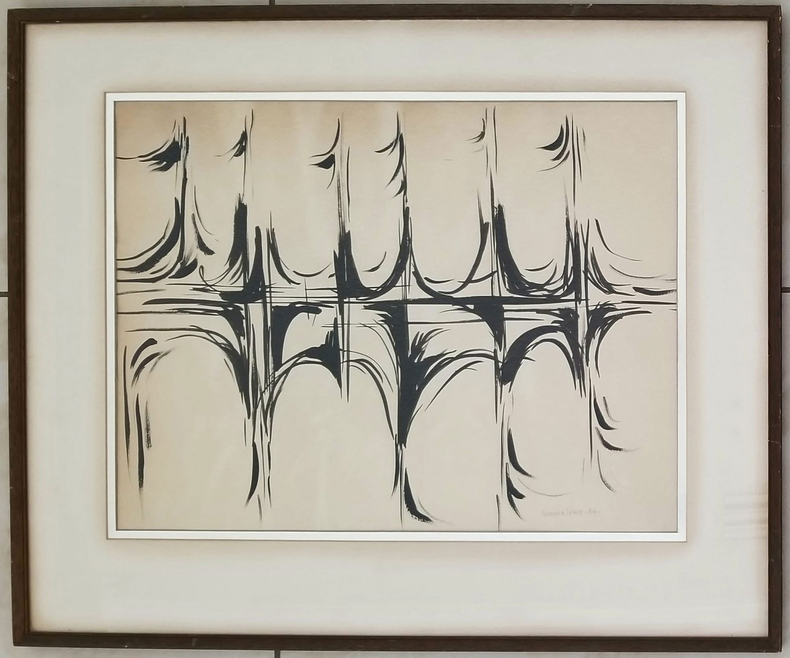 Amazing Norman W. Lewis 1954 Brush Ink Paper (1 of 3)