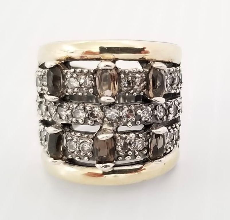 Amazing 925 Sterling 14KT Wg Stones Ring (1 of 4)