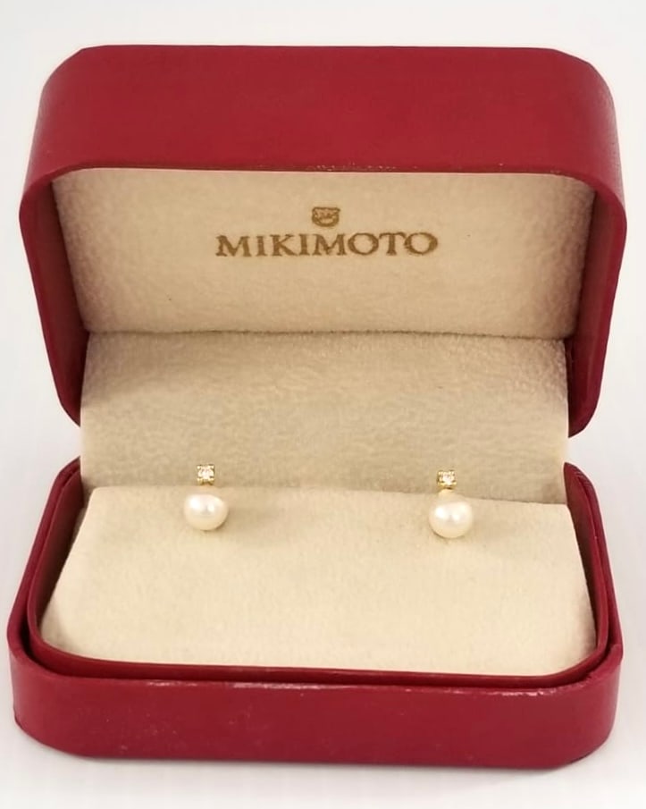 Amazing Mikimoto 18KT Pearl Diamond Earrings (1 of 10)