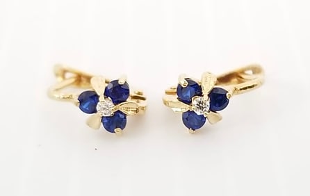 Amazing 14KT Gold Sapphire Earrings
