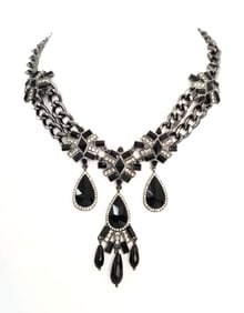 Amazing Givenchy Black Crystals & Stone Necklace