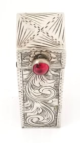 Amazing Vtg Sterling Red Stone Lip Stick Holder