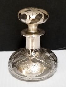 Amazing Sterling Silver Clear glass Perfume Bottle