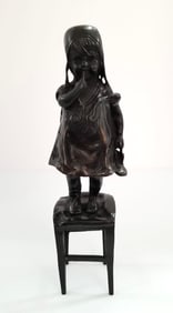 Amazing Child On Chair Bronze Art Sculpture