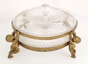 Amazing Gold Patina Crystal Candy Bowl