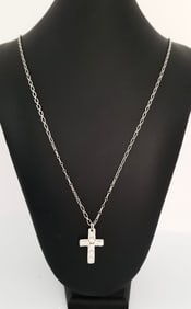 Amazing 925 Sterling Silver Cross ZC Necklace