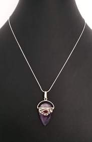 Amazing 925 Sterling Italy Amethyst Ruby Necklace