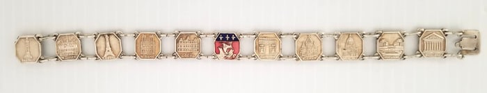 Amazing Sterling Silver Monuments Enamel Bracelet