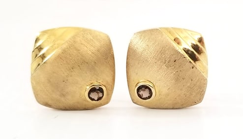 Amazing 925 Gold Tone Amethyst Earrings