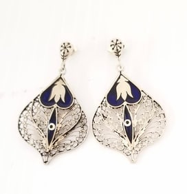 Amazing 925 Sterling Silver Enamel Earrings