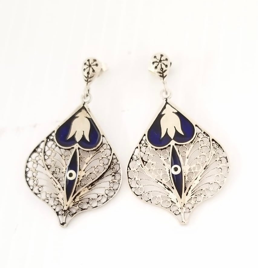 Amazing 925 Sterling Silver Enamel Earrings (1 of 4)