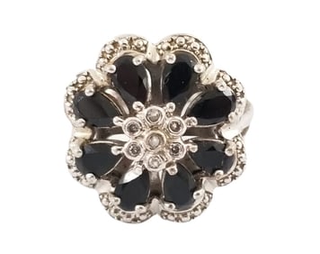 Amazing AV 925 Sterling Diamond Black Onyx Ring