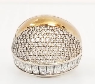 Amazing 925 Sterling Gold Plated Diamond Design Ring