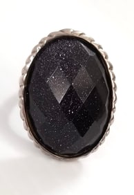 Amazing 925 Sterling Aventurine Art Deco Ring