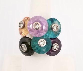 Amazing 925 Sterling Silver Multistone Ring