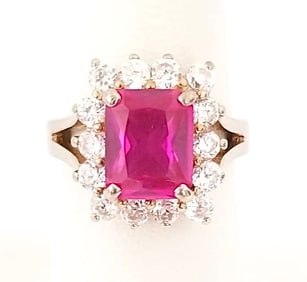 Amazing 925 Sterling Silver Red & Clear ZC Ring