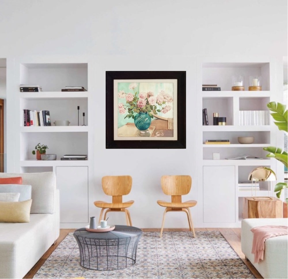 Amazing Henri Lebasque Still Life Watercolor Paper: Beautiful Henri Baptiste Lebasque, France, still life watercolor paper. Frame 27 x 27 inches. Provenance: private owner from Spain. Biography: 1865 - 1937. Born in France at Champigne, Henri Lebasque