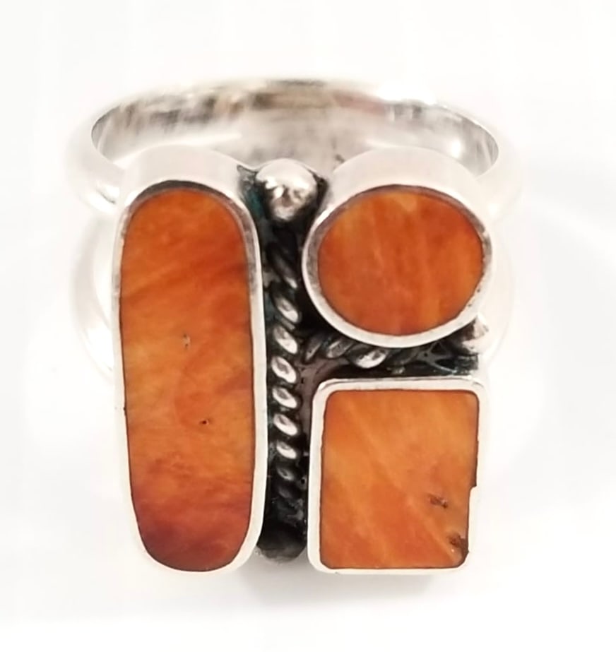 Amazing Navajo 950 Sterling Silver Orange Ring (1 of 4)