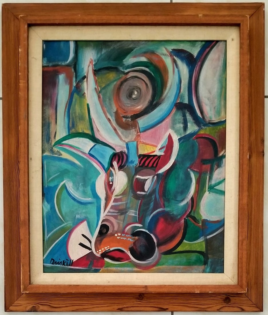 Amazing David Clyde Driskell Oil Masonite: Beautiful David Clyde Driskell oil masonite. Frame: 26 x 22 inches. Provenance: private owner. Biography: 1931 - 2020. A painter of images based on nature and African-American art, David Driskell is a