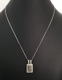 Amazing 925 Sterling Blue & Clear Diamond Pendant Necklace